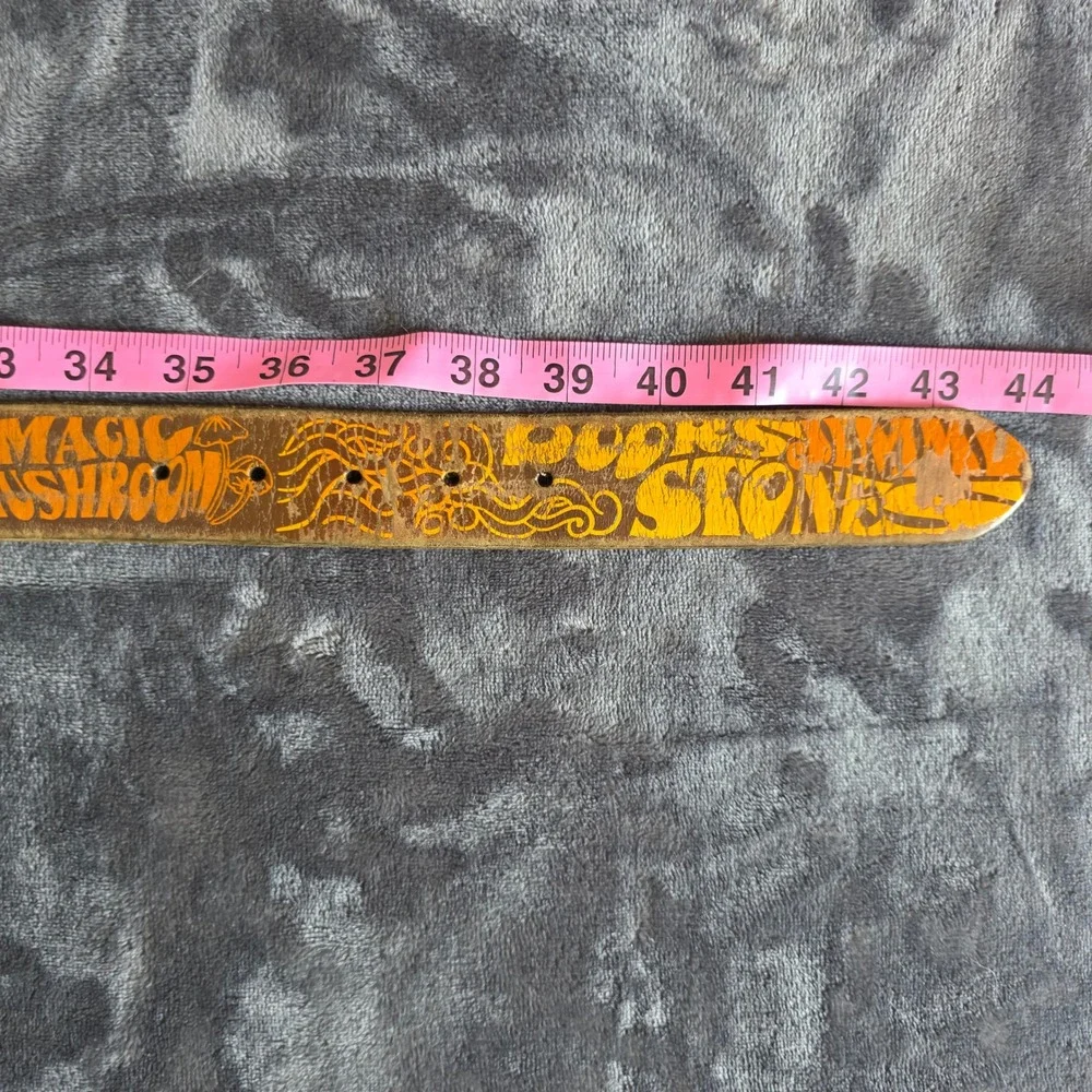Leather Island Bill Lavin Psychedelic Rock Leather Belt Brown Orange Yellow 36